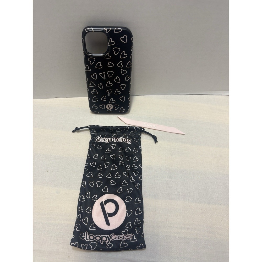 Loopy Phone Case For iPhone Righty (6.1" Screen - Regular) White Hearts W/ Bag